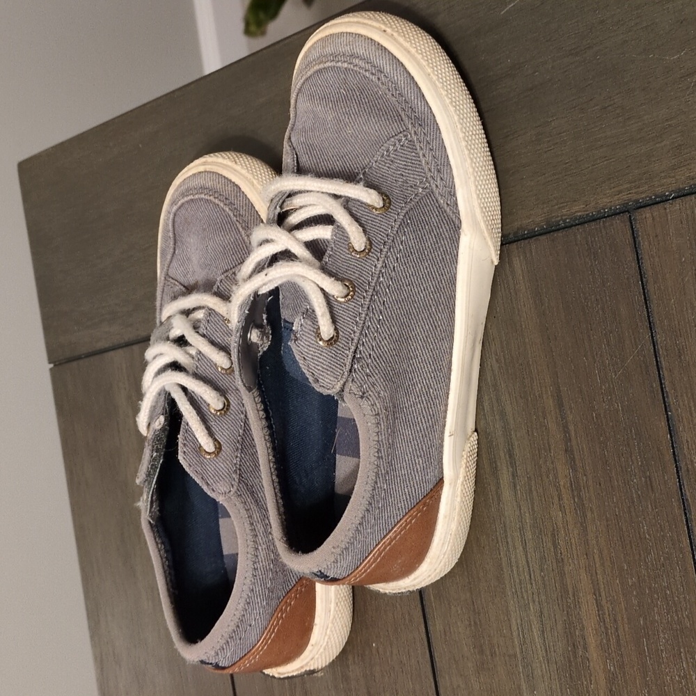 Sperry Top Sider Deckfin Sneaker Boat Shoes Gray Slip On Youth Boys Size 12